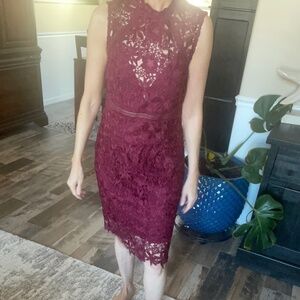 Bardot Dark Red Lace Dress